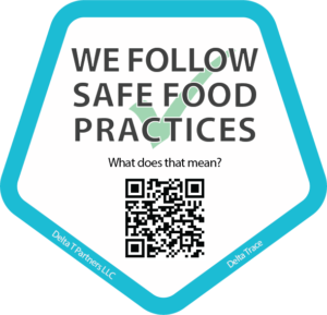 We Follow Safe Food Practices label for restaurants and grocery stores.